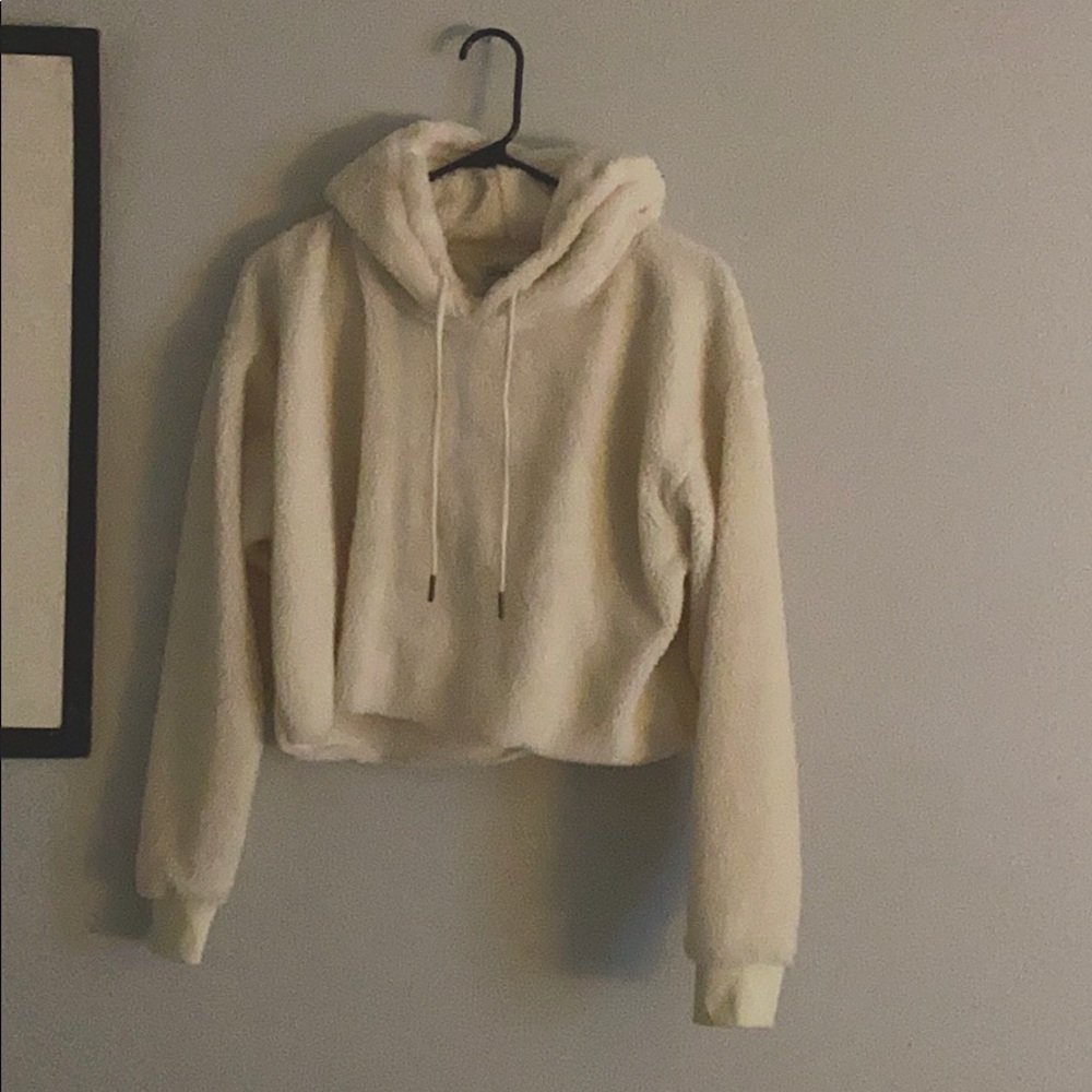 Urban Outfitters cropped white hoodie